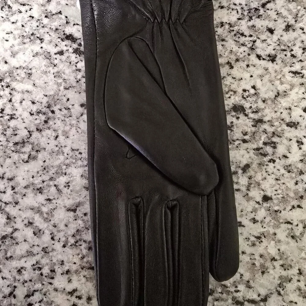 New Luxury Italian Soft Leather Gloves Fleece Lined Economic Black for Women
